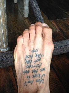 Quote tattooed on Gabe Kapler's foot